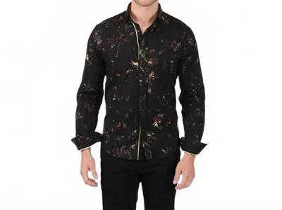 Eight X Multi Foil Floral Print Button Down Shirt In Black
