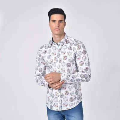 Eight X Multicolored Waffle Fries Button Down Print Shirt In White
