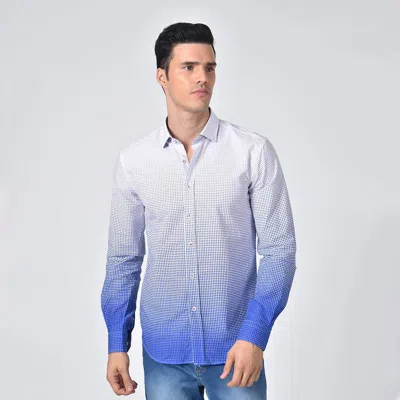 Eight X Ombre Polka Dot Button Down Shirt In Royal Blue In Multi