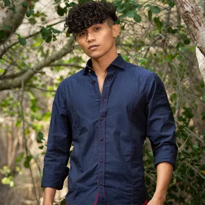 Eight X Osiris Jacquard Numbered Pm Edition Button Down Shirt In Navy In Blue