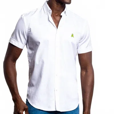 Eight X Oxford Frog Short Sleeve Button Down Shirt In White