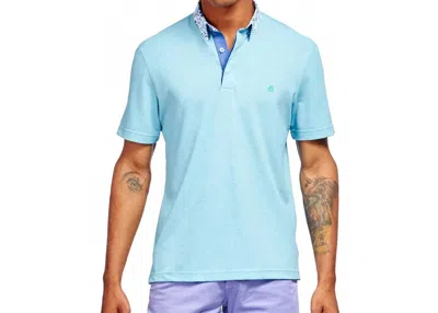 Eight X Paint Splatter Collar Textured Polo Shirt In Turquoise In Blue
