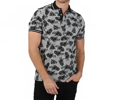 Eight X Paisley Flocking Polo In Grey In Gray