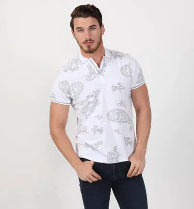Eight X Paisley Flocking Polo In White
