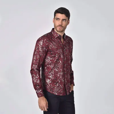 Eight X Paisley Jacquard Foil Button Down Shirt In Red In Multi