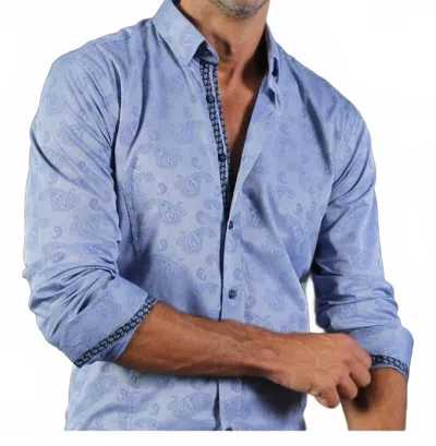 Eight X Paisley Jacquard Long Sleeve Button Down Shirt In Blue