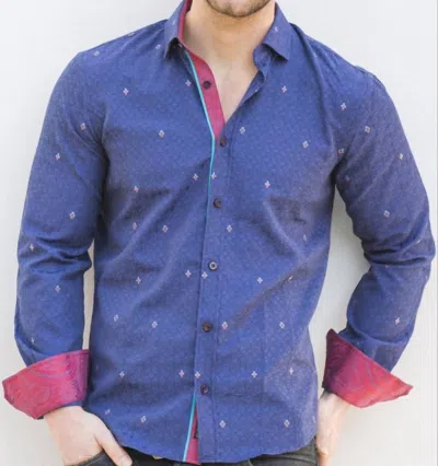 Eight X Paisley Jacquard Shirt With Trim In Navy In Blue