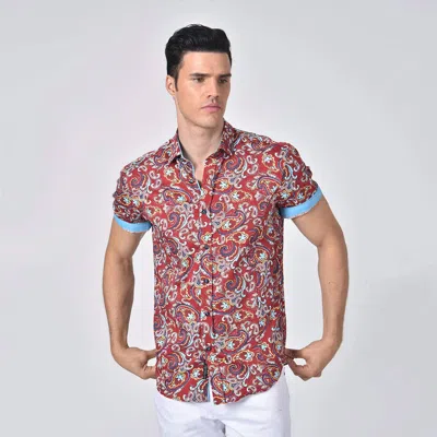 Eight X Paisley Print Short Sleeve Shirt In Red In Multi