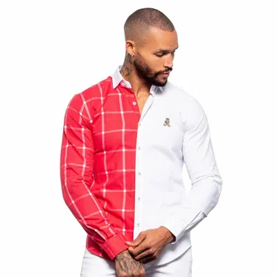 Eight X Part Plaid Frog Oxford Button Down Shirt In Red/ White In Multi