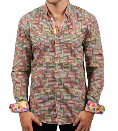 Eight X Pattern Button Down Print Shirt In Multi In Purple