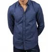 Eight X Pattern Denim Button Down Shirt In Blue In Blue