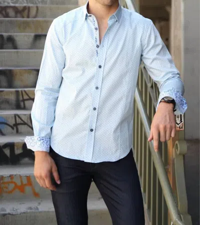 Eight X Polka-dots Button Down Shirt With Trim In Blue