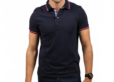 Eight X Polo Shirt With Red Trim In Navy In Blue