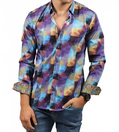 Eight X Print Button Down Shirt With Trim In Multi