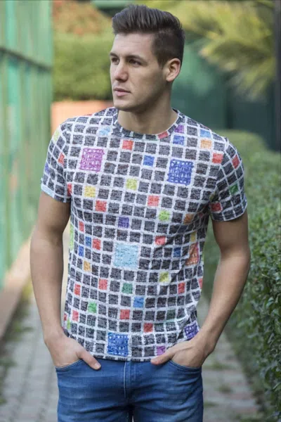 Eight X Print Squares T-shirt In Multi