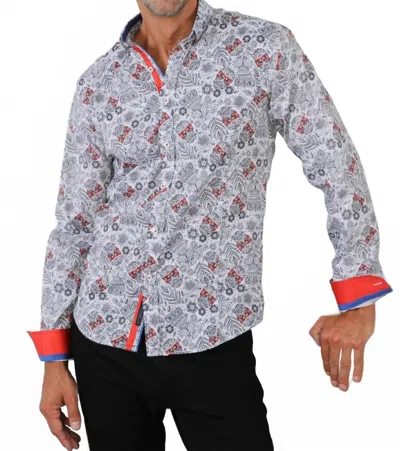 Eight X Psychedelic Sugar Skull Button Down Shirt In White In Multi
