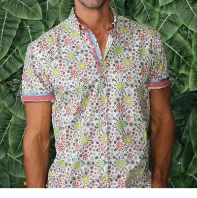 Eight X Radiant Sun Pattern Short Sleeve Shirt With Trim In Multi