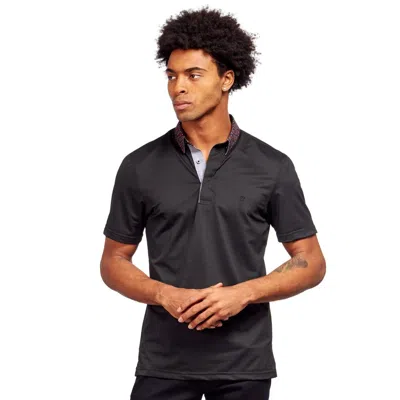 Eight X Rainbow Collar Polo In Black In Gray