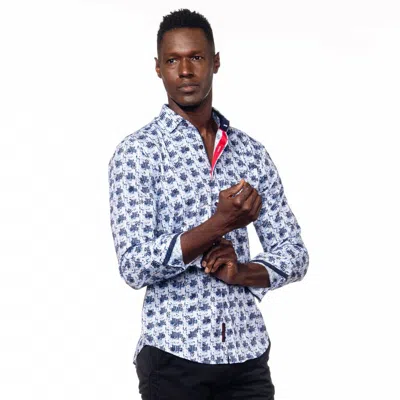 Eight X Rainy Daze Button Down Shirt In White Multi In Blue
