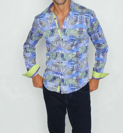 Eight X Retro Signals Button Down Shirt With Trim In Blue