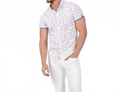 Eight X Rose Print Short Sleeve Shirt In White