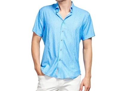Eight X Seersucker Short Sleeve Button Down In Blue
