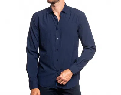 Eight X Seersucker Solid Button Down Shirt In Navy In Blue