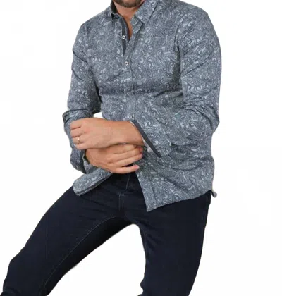 Eight X Sketch Paisley Button Down Shirt With Trim In Blue