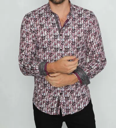Eight X Skull And Rose Button Down Shirt In Red In Multi