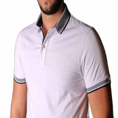 Eight X Slim Fit Polo With Contrasting Collar In White In Purple