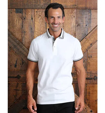 Eight X Slim Fit Polo With Trim In White