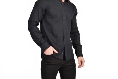 Eight X Soft Spiral Jacquard Button Down Shirt In Black In Blue