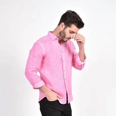 Eight X Solid Linen Shirt In Pink In Transparent