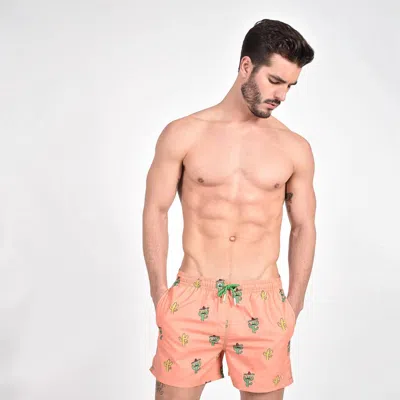 Eight X Sombrero Cactus Print Swim Trunks In Orange In Animal Print