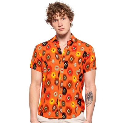 Eight X Southwestern Sunset Short Sleeve Shirt In Orange In Multi