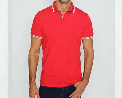 Eight X Stripe Trim Polo In Red