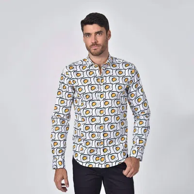 Eight X Sunny Side Up Button Down Print Shirt In White In Multi