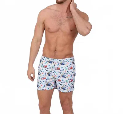 Eight X Surf City Print Swim Trunks In White
