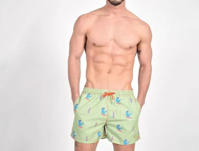 Eight X Surfing T-rex Print Swim Trunks In Green In Brown