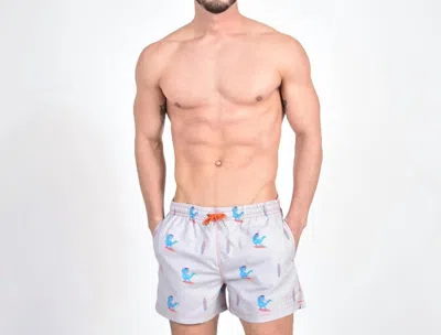 Eight X Surfing T-rex Print Swim Trunks In Grey In Gray