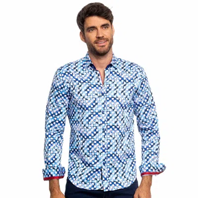 Eight X Tile Tab Button Down Shirt In Blue