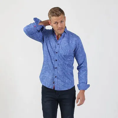 Eight X Two Colors Dots Button Down Shirt In Royal Blue