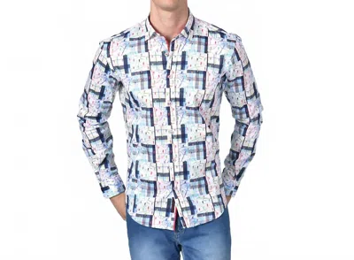 Eight X Umbrellas And Plaid In Colorful Rain Drops Button Down Shirt In Multi In Blue