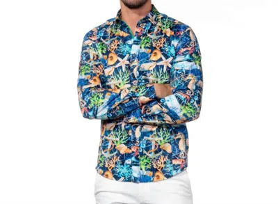 Eight X Under The Sea Button Down Shirt In Navy In Multi