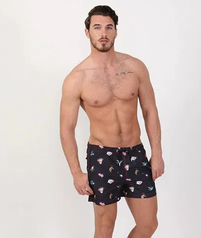 Eight X Urban Jungle Print Swim Trunks In Navy In Blue