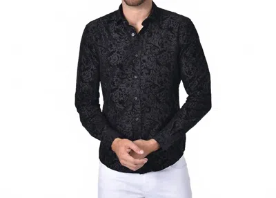 Eight X Vine Flocking On Satin Cotton Shirt In Black