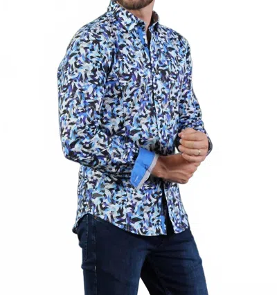 Eight X Wave Button Down Shirt In Blue