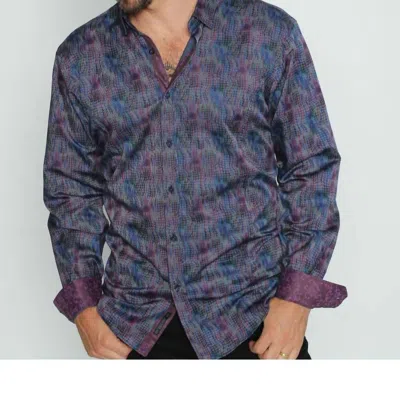 Eight X Wave Design Button Down Shirt In Multi In Purple