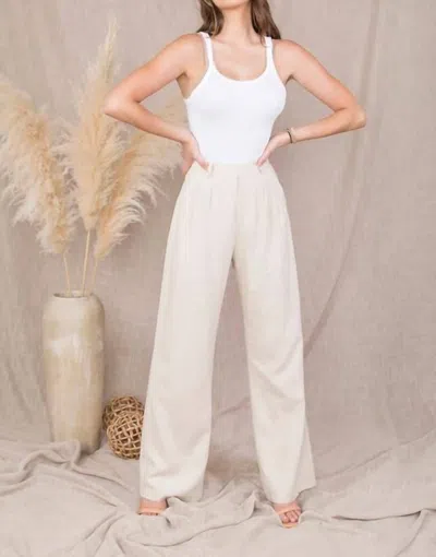 Eighty Threads High Rise Linen Trousers In Sand In Beige