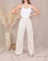 Eighty Threads High Rise Linen Trousers In Sand In Multi